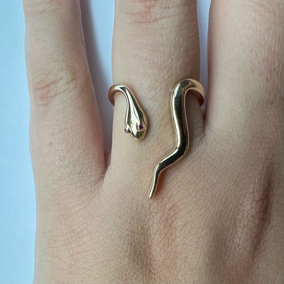 14k solid Gold Snake Ring | Snake Ring | Real Gold trendy Ring | - Picture 4 of 10